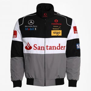 Unisex Mercedes-Benz F1 Racing Jacket - Grey Embroidered Cotton Team Jacket - Adult Motorsport Apparel,Handmade Grey Embroidered  Jacket