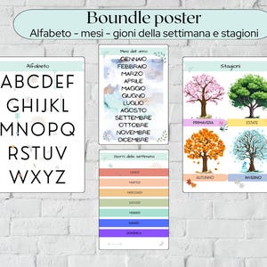 Bundle Poster Educativi in Italiano | Alfabeto, Giorni, Mesi e Stagioni | Stampa per Scuola Materna, Classe, Casa | PDF Digitale