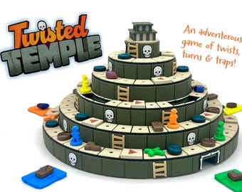 Temple Explorer Game – 3D Printed Adventure Board Game with Traps, Rotating Paths & Glowing Top – Fun Family Game Night Toy