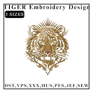 Tiger Embroidery Design, Tiger Face Machine Embroidery Designs, Files,Safari Embroidery Design,  Tiger Head Machine Embroidery Design