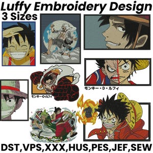 Luffy Embroidery Design, Anime Embroidery, One Piece Embroidery, Anime Movie Embroidery, Zoro Embroidery, Machine embroidery designs