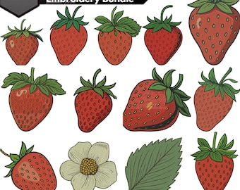 Strawberry Embroidery Design, Fruits Embroidery, Summer Embroidery, Mini Strawberry Embroidery, Machine Embroidery Design