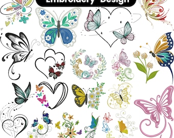 Butterfly Embroidery design, Floral Butterfly Embroidery, bug embroidery, insect, cute, little, Butterfly Design, Machine Embroidery Design