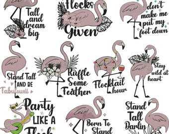 Flamingo Embroidery design, Mini flamingo, What the Flock Flamingo Saying, Flamingo silhouette, Floral Flamingo, Machine Embroidery Design