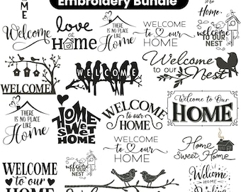 Sweet Home Embroidery Design Bundle, Welcome Home Embroidery, Farmhouse Quote Embroidery, Machine Embroidery Files