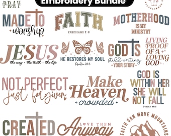 15+ Christian Embroidery Bundle, Faith Embroidery Design Collection, Bible Verse Embroidery, Jesus Quote Embroidery, Cross Embroidery Files