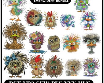 Funny Crazy Chicken Embroidery Design, Crazy Bird Embroidery, Crazy Chicken Embroidery, Cute Chicken Embroidery, Machine Embroidery Design