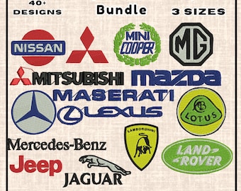 Car Logo Brand Manufacturers Embroidery Designs, 40 + Car Embroidery, Supercars, Car logo Embroidery, Auto, Vehicle, Machine Embroidery