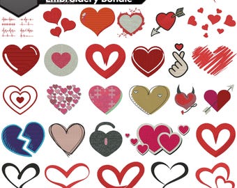 Heart Embroidery Bundle Design, Love Heart Machine Embroidery Collection, Valentine Heart Embroidery Patterns, Romantic Digital Stitch Gift