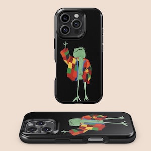 Bonita funda para teléfono con diseño de rana estilo cárdigan, estilo retro, para iPhone 16, 15, 14, 13, 12, 11, 7, 8, X, XR, XS, SE Plus, Pro Max, Samsung Galaxy S25, S24, S23, S22, S21 y S20.