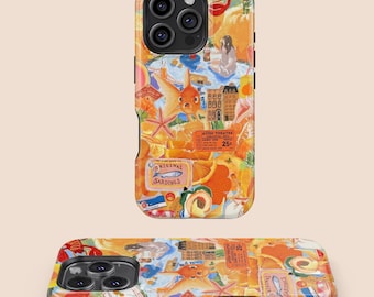 European Costal Summer Collage Phone Case, iPhone 16 15 14 13 12 11 7 8 X XR XS SE Plus Pro Max,Samsung Galaxy S25 S24 S23 S22 S21 S20