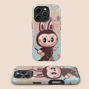 Uroczy futerał na telefon z kreskówkowym króliczkiem Labubu, uroczy pokrowiec na króliczka, iPhone 16 15 14 13 12 11 7 8 X XR XS SE Plus Pro Max, Samsung Galaxy S25 S24 S23