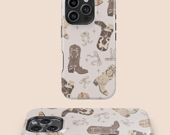 Cute Cowboy Boots Design Phone Case, iPhone 16 15 14 13 12 11 7 8 X XR XS SE Plus Pro Max, Samsung Galaxy S25 S24 S23 S22 S21 S20 Case