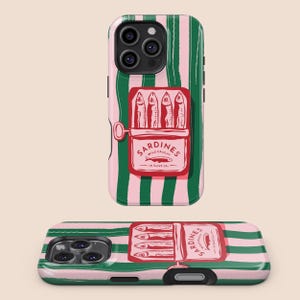 Retro Sardine Dose MagSafe Handyhülle, Italienischer Sommer Moodboard Geschenkhülle, iPhone 16 15 14 13 12 11 Pro Max Mini, Samsung Galaxy S25 S24 S23
