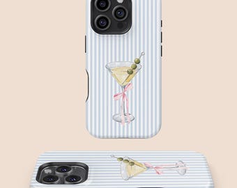 Elegant Martini Cocktail Phone case, Olive Martini Cocktail Cover, iPhone 17 16 15 14 13 12 11 Plus Pro Max Mini,Samsung Galaxy S25 S24 S23