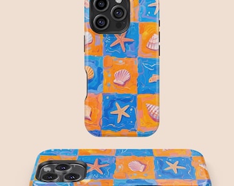 Sea Creature Lover’s Phone Case, Starfish & Shell, iPhone 16 15 14 13 12 11 7 8 X XR XS SE Plus Pro Max,Samsung Galaxy S25 S24 S23 S22 S21