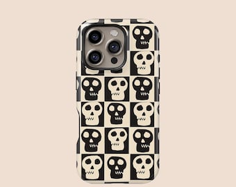 Retro Inspired Skull Pattern Phone Case, Vintage Look Skull Print, iPhone 16 15 14 13 12 11  X XR XS SE Pro Max,Samsung Galaxy S25 S24 S23