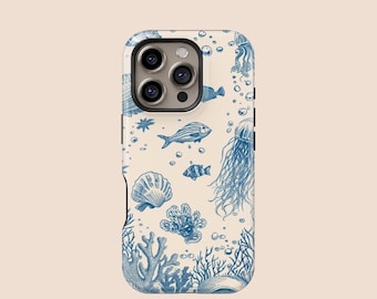 Coastal Marine Fish And Shells Phone case For iPhone 16 15 14 13 12 11 7 8 X XR XS SE Plus Pro Max Mini,Samsung Galaxy S25 S24 S23 S22 S21