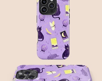 Witchy Black Cat Phone Case,iPhone 17 16 15 14 13 12 11 7 8 X XR XS SE Plus Mini Pro Max,Samsung Galaxy S25 S24 S23 S22 S21 S20 Plus