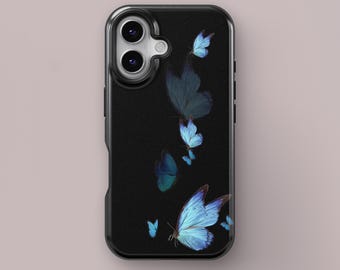 Personalized Butterfly Phone Case, Butterflies Phone Case, Aesthetic Butterfly Phone Case, Black Blossoms Sky Butterflies Phone Case Gift
