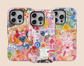 Cute Aesthetic Coquette European Summer Pattern Shock-Absorbent Phone Case,iPhone 16 15 14 13 12 11 Pro Max,Samsung Galaxy S25 S24 S23 S22