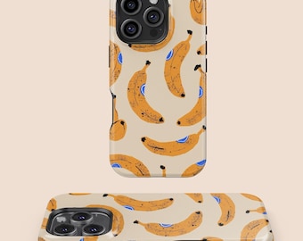 Cute Banana Pattern Phone Case, iPhone 16 15 14 13 12 11 7 8 X XS SE Plus Pro Max, Samsung Galaxy S25 S24 S23 S22 S21 S20 FE Ultra