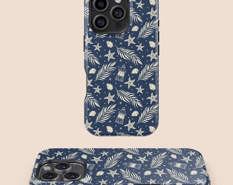 Coastal Style Marine Elements Phone Case, iPhone 16 15 14 13 12 11 7 8 X XR XS SE Plus Pro Max, Samsung Galaxy S25 S24 S23 S22 S21 S20