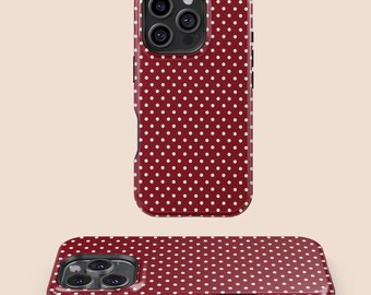 Retro Polka Dot Design Phone Case, iPhone 16 15 14 13 12 11 7 8 X XR Plus Pro Max, Samsung Galaxy S25 S24 S23 S22 S21 S20 FE Case