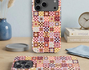 Vintage Star Quilt Phone Case, iPhone 18 17 16 15 14 13 12 11 Plus Mini Pro Max,Samsung Galaxy S26 S25 S24 S23 S22 S21 S20 Plus FE Ultra