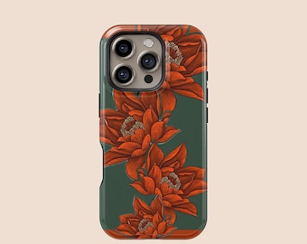 Vibrant Lotus Blossom Phone case, Elegant Red Lotus Cover, iPhone 16 15 14 13 12 11 7 8 X XR XS SE Plus Pro Max Mini,Samsung Galaxy S25 S24