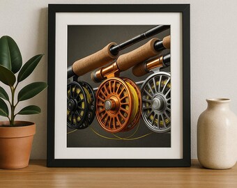 Fly Fishing Rods Wall Art | Rustic Fisherman Decor | High-Resolution Printable Poster | Man Cave or Cabin Fishing Print