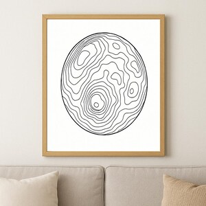 Lunar Topographische Linie Kunstdruck | Mond Konturkarte Poster | Minimalistisches Raumdekor | Digitaler Download | Moderne himmlische Wandkunst
