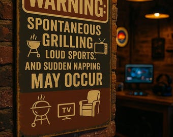 Funny Man Cave Warning Sign | No Whining No Nagging Poster | Garage Bar Decor | Digital Printable Download