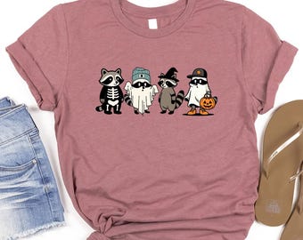 Cute Raccoon Halloween Shirt, Raccoon Shirt for Halloween, Funny Halloween Raccoon Shirt, Trendy Womens Halloween T-Shirt Fall Tshirt