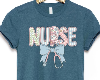 Floral Nurse T-Shirt: Coquette RN Tee, Nurse Appreciation Gift