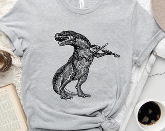 Dinosaur Playing Violin T-Shirt: Musician Gift