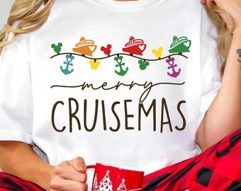 Disney Themed Merry Cruisemas Shirt Family Christmas Cruise Shirts, Christmas Holiday Trip, Matching Christmas Cruise, Christmas Lights Tee