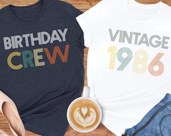 Vintage 1986 Shirt, Birthday Crew Tee, Custom Birthday Shirts, 40th birthday Party