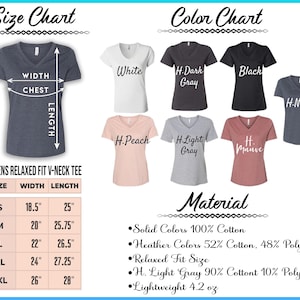 a women's v - neck t - shirt with the words, color chart