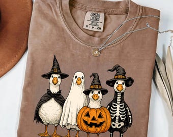 Ghost Goose Halloween Shirt: Funny Skeleton Ghoose Fall Tee