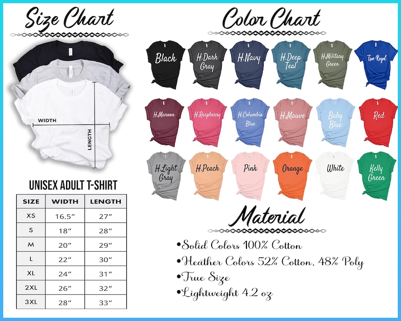 the color chart for a baby's t - shirt