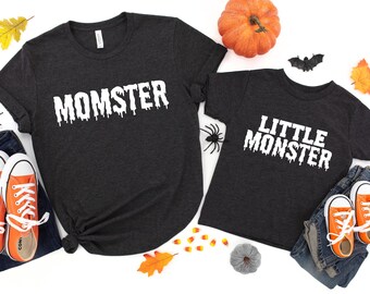 Matching Mommy and Me Halloween Shirts: Little Monster V-Neck Tees