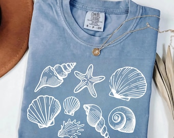 Comfort Colors® SeaShell Shirt, Beach T-Shirt, Summer Woman Shirt, Aesthetic Shirt, Ocean Lover Gift, SeaShell T-Shirt, Sea Shells Shirt