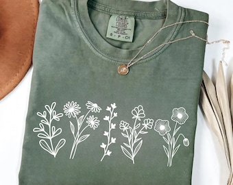 Aesthetic Flower Shirt, Comfort Colors® Wildflowers Shirt, Christian Flower Shirt, Flower Shirt, Plant Shirt, Gift for Her, Plant Lover Tees