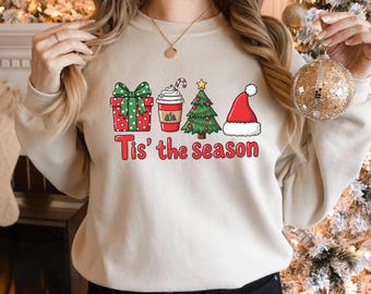 Tis The Season Sweatshirt, Christmas Sweatshirt, Cute Winter Hoodie