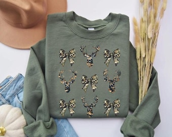 Camo Bow Sweatshirt: Women's Deer Hunting Gift