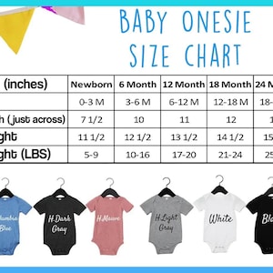 a baby onesie size chart for a baby