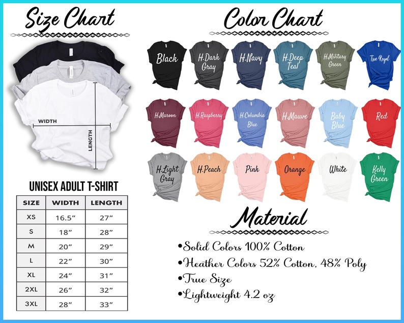 the color chart for a baby's t - shirt