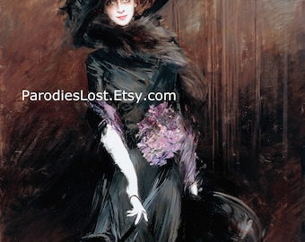 GREYHOUND DOG with Elegant Woman Print Great Masters Pet Portrait by Giovanni Boldini Marchesa Luisa Casati Oil Painting Art