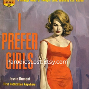 I PREFER GIRLS LESBIAN Vintage Book Cover Paperback Romance Print Women Ladies Gay Interest Art Monarch